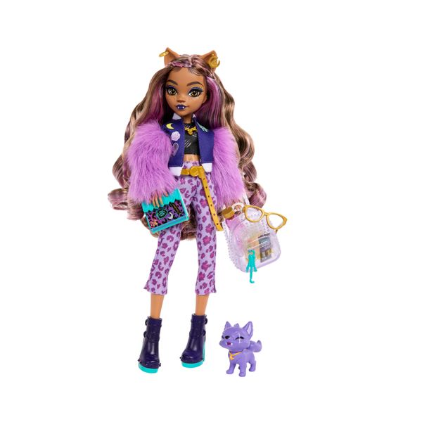 Monster high - clawdeen wolf, bambola dal look mostruoso con cucciolo crescent e accessori inclusi - Monster High