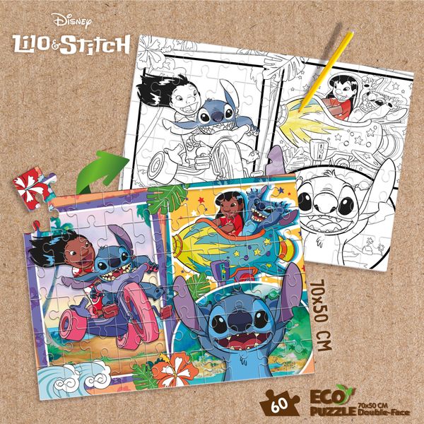 Eco-puzzle df 60 stitch – puzzle ecologico con il tenero alieno disney - LISCIANI, Disney Stitch