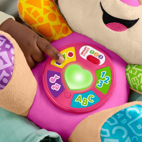 Fisher-price - la sorella di cagnolino smart stages, peluche rosa musicale per l'apprendimento con luci, suoni e frasi - FISHER-PRICE