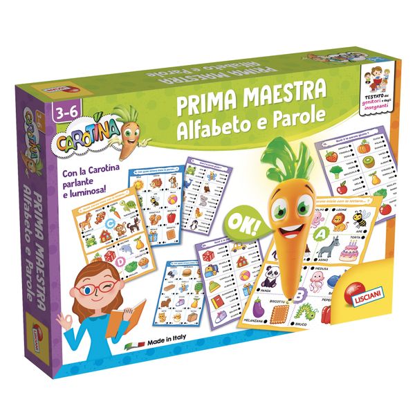 Carotina prima maestra maxi schede alfabeto e parole – gioco educativo interattivo - LISCIANI