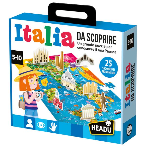 Italia da scoprire – puzzle educativo per conoscere l’italia giocando -5+ - headu - HEADU
