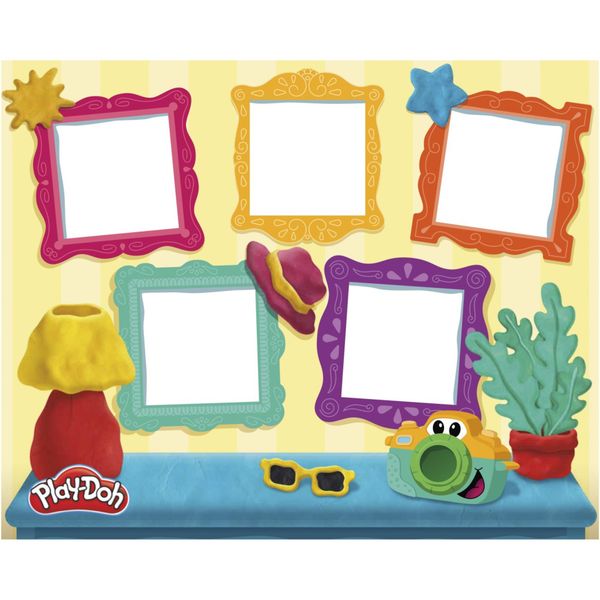 Play-doh prima macchina fotografica – set creativo per bambini dai 2 anni con fotocamera giocattolo, 3 vasetti di pasta, 7 accessori e tappetino - PLAY-DOH