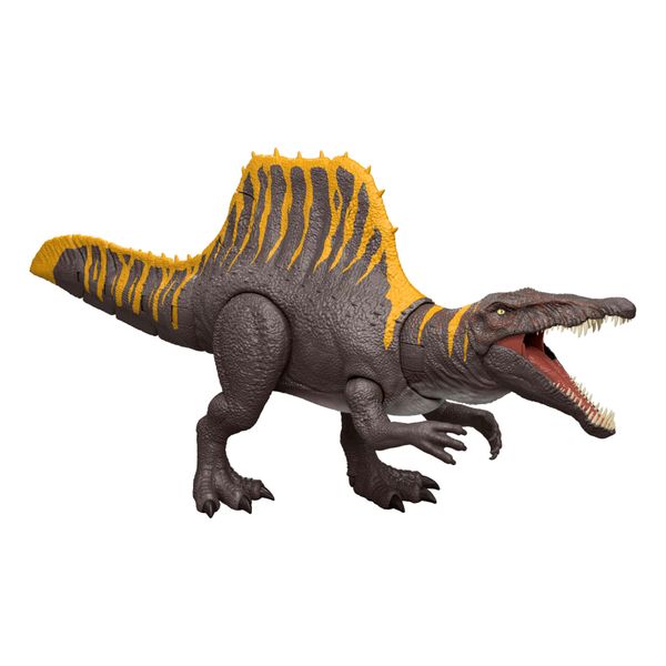 Mattel jurassic world la rinascita - spinosauro coda letale, dinosauro snodato con due mosse d'attacco e ruggito sonoro - Jurassic World