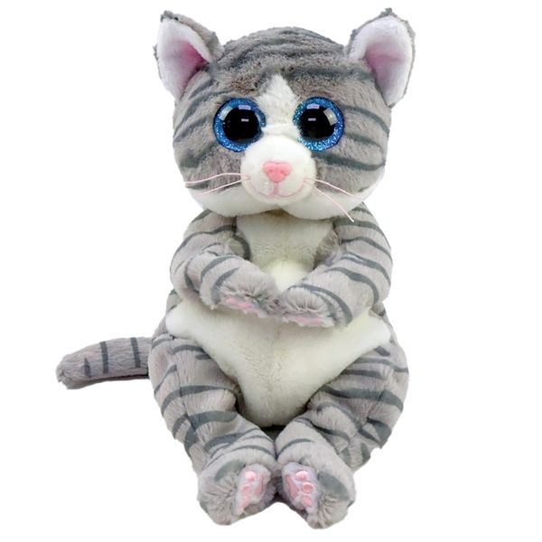 Ty beanie bellies - gatto - mitzi - grigio tigrato - occhi azzurri grandi e glitter - i peluche morbidi e coccolosi - 20 cm - 40597 - TY