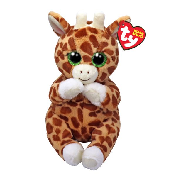 Ty beanie bellies - tippi la giraffa con occhioni verdi glitter, i peluche col pancino morbidi e coccolosi 20 cm, t41504 - TY