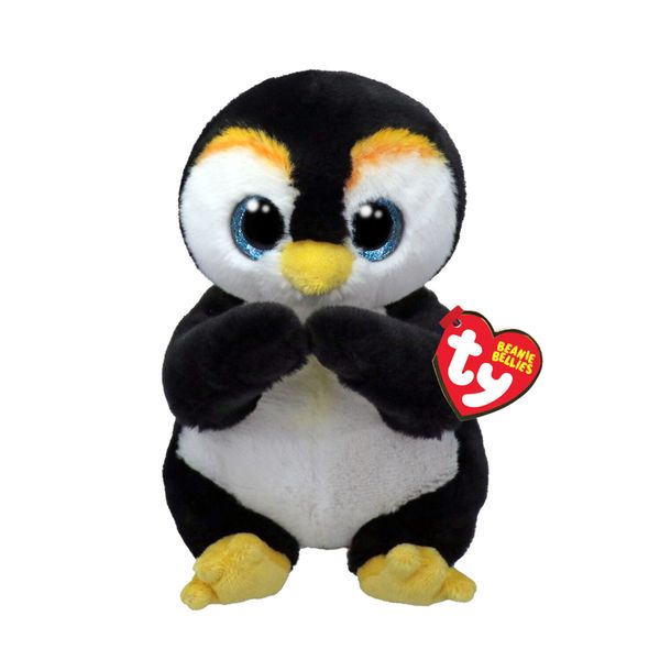 Ty beanie bellies - neve il pinguino con occhioni azzurri glitter, i peluche col pancino morbido e coccoloso - 20 cm - t41505 - TY
