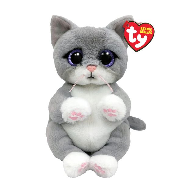 Ty beanie bellies - morgan il gattino con gli occhioni viola glitter, gli animaletti di peluche con il pancino morbido originali ty - 20 cm - t41055 - TY