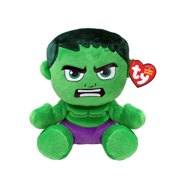 Ty - collezione marvel, hulk, tutti i tuoi eroi preferiti in versione floppy, morbido peluche da collezionare- 20 cm - TY, Avengers