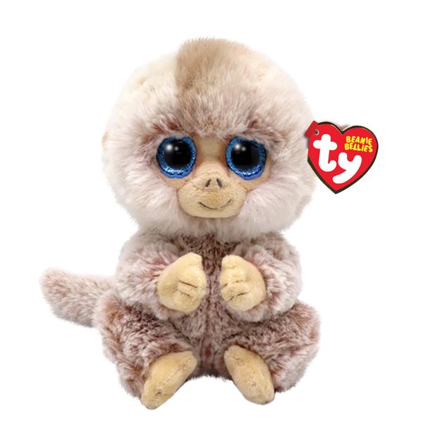 Stubby la scimmietta con gli occhioni azzurri glitter, i coccolosi animaletti di peluche con il pancino morbido originali ty - 20 cm - t41036 - TY