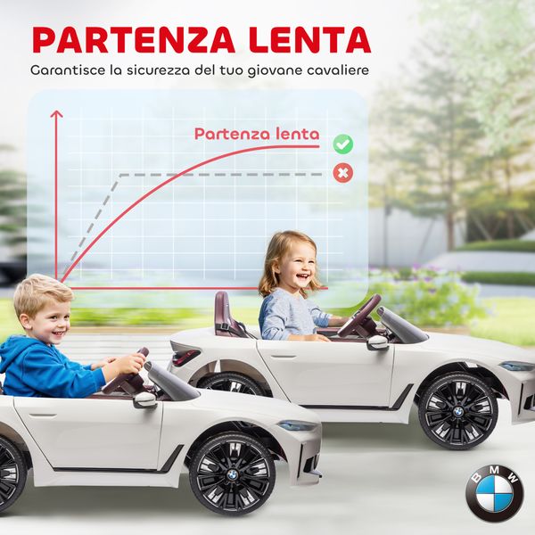 Macchina elettrica per bambini 3-6 anni con licenza bmw con telecomando, clacson e fari, 115x67x45 cm, bianca - 