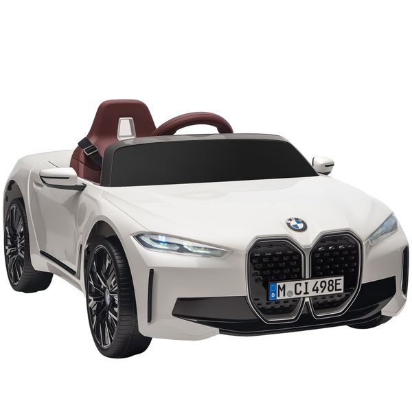Macchina elettrica per bambini 3-6 anni con licenza bmw con telecomando, clacson e fari, 115x67x45 cm, bianca - 
