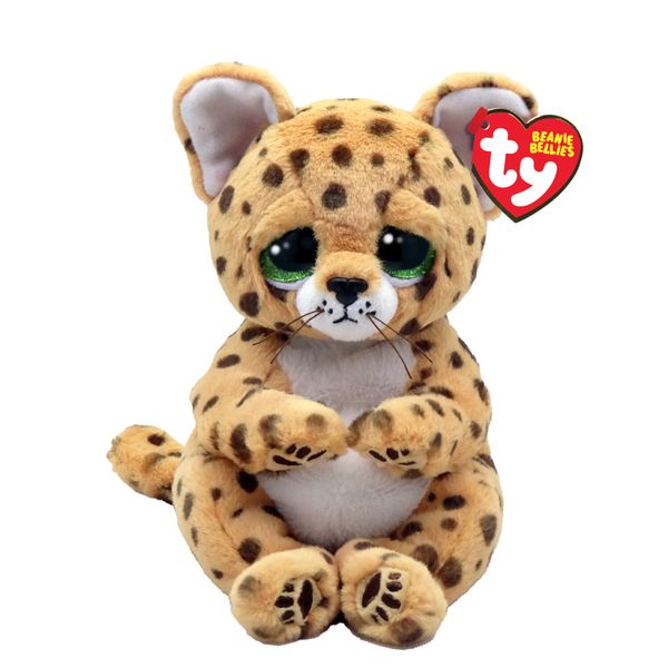 Lloyd il leopardo con gli occhioni verdi glitter, i coccolosi animaletti di peluche con il pancino morbido originali ty - 20 cm - t41282 - TY