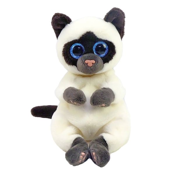 Ty beanie bellies - gatto siamese - miso - bianco panna - occhi azzurri grandi e glitter - i peluche morbidi e coccolosi - 20 cm - 40548 - TY