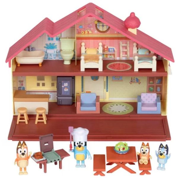 Bluey casa giocattolo con famiglia completa e accessori picnic - include 4 personaggi - BLUEY