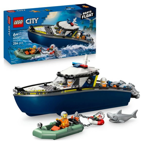 Lego city 60456 inseguimento motoscafo polizia: 2 barche, squalo 6+ - LEGO CITY, LEGO