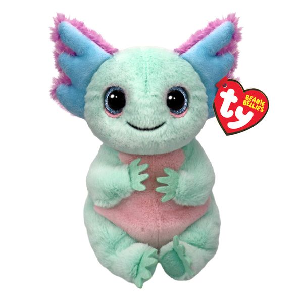 Alex l'axolotl pastello con gli occhioni azzurri glitter, i coccolosi animaletti di peluche con il pancino morbido - 20 cm - t41510 - TY