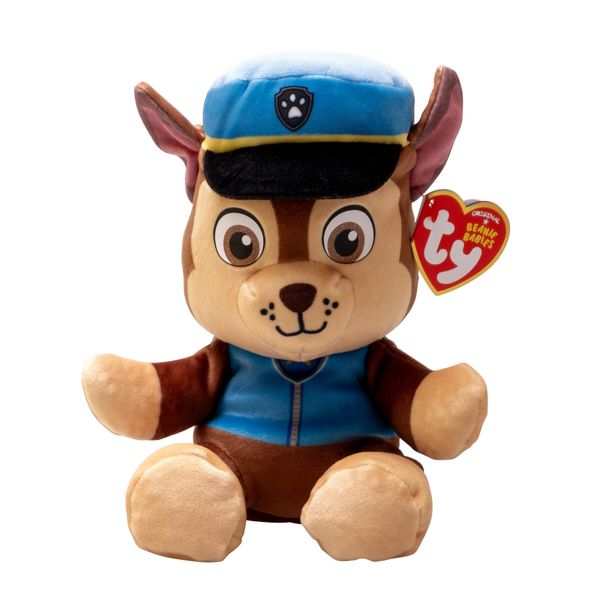 Ty - collezione paw patrol, chase, tutti gli eroi della squadra dei cuccioli in versione floppy, morbido peluche da collezionare- 20 cm - t44014 - TY, Paw Patrol