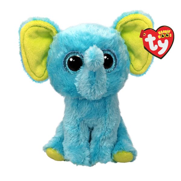 Ty beanie boos - trunkles l'elefantino blu con occhi azzurri grandi e glitter, il peluche con gli occhi grandi scintillanti - 15 cm - t37359 - TY