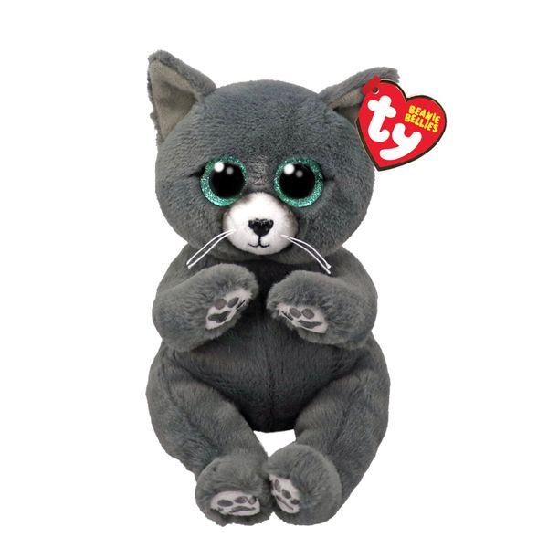 Ty beanie bellies - binx il gattino grigio con gli occhioni azzurri glitter, i coccolosi animaletti di peluche con il pancino morbido - 20 cm - t41501 - TY