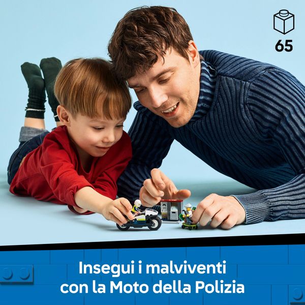 Lego city 60455 inseguimento moto polizia: motocicletta, 2 minifigure 4+ - LEGO CITY, LEGO