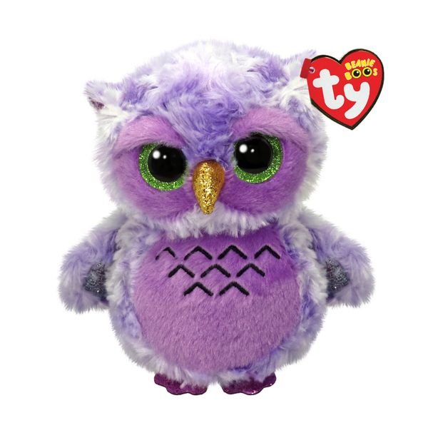 Ty beanie boos - owlivia la gufetta viola con occhi verdi grandi e glitter, il peluche con gli occhi grandi scintillanti - 15 cm - t37364 - TY