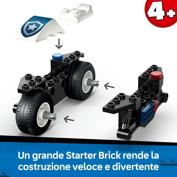 Lego city 60455 inseguimento moto polizia: motocicletta, 2 minifigure 4+ - LEGO CITY, LEGO