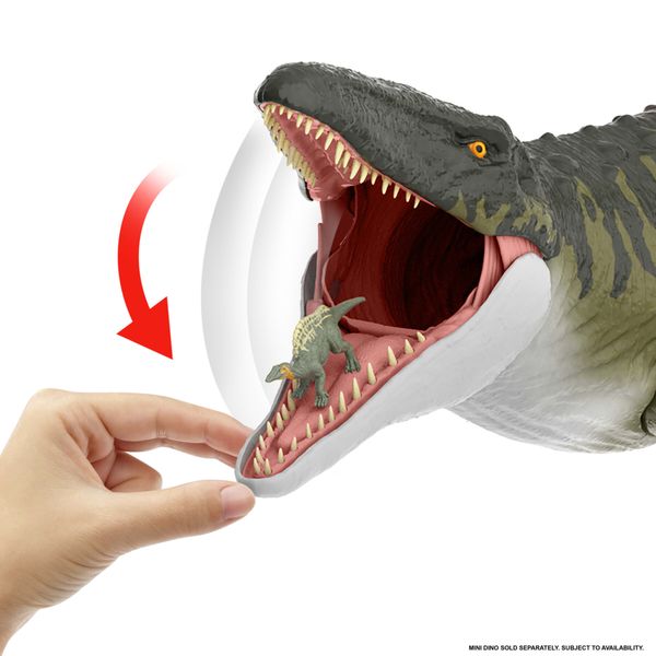 Mattel jurassic world la rinascita - mosasauro super colossale, enorme dinosauro snodato con due mosse d'attacco - Jurassic World