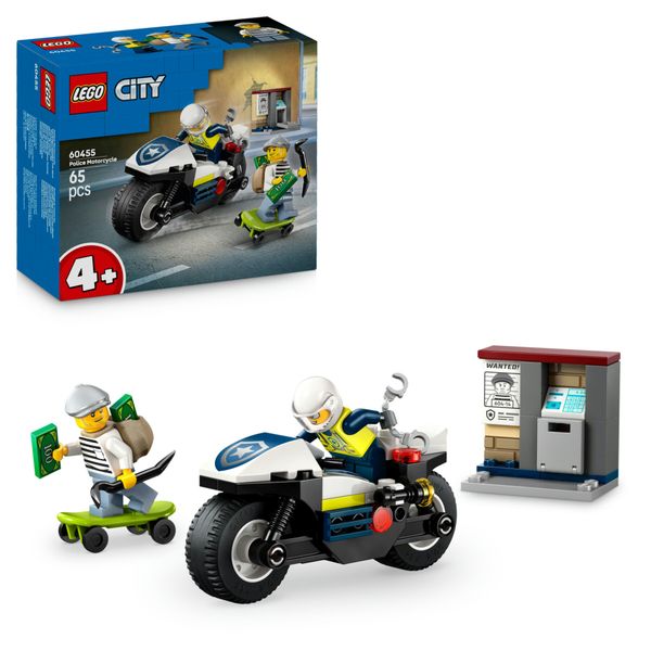 Lego city 60455 inseguimento moto polizia: motocicletta, 2 minifigure 4+ - LEGO CITY, Lego