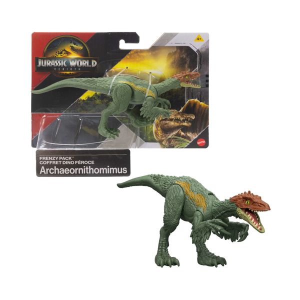 Mattel jurassic world la rinascita - archaeornithomimus frenzy, dinosauro snodato con design ispirato al film e articolazioni mobili - Jurassic World