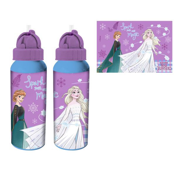 Borraccia alluminio 550 ml con beccuccio - frozen assortita - modello sport - Frozen