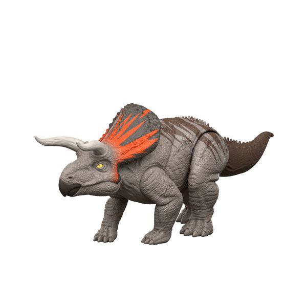 Mattel jurassic world la rinascita - zuniceratopo attacco fatale, dinoasuro snodato con azione a colpo singolo inclusa, design ispirato al film - Jurassic World