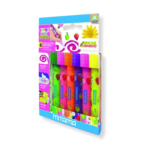 Colla glitter perfumed mitama, a rilievo,10,5ml, col. ass., bl. 6 pz - MITAMA
