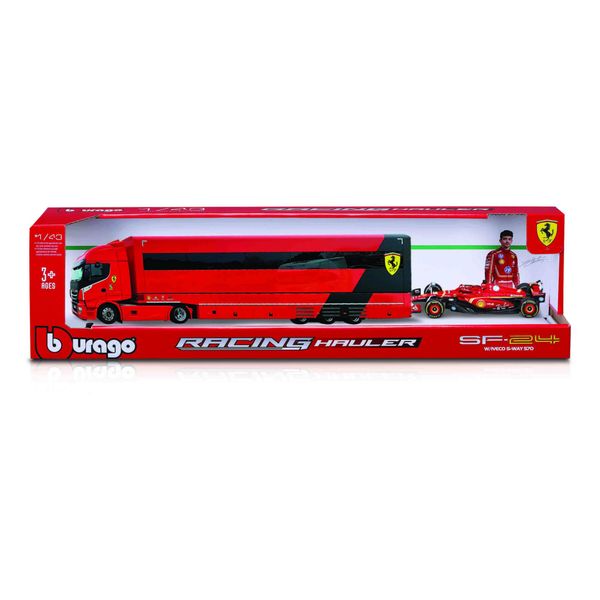 Iveco ferrari s way 570 racing transporte in scala 1:43+ 1 ferrari sf-24  1:43 - BBURAGO
