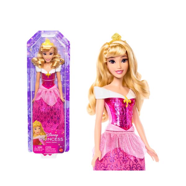 Mattel disney princess - aurora, bambola con capi e accessori scintillanti ispirati al film - DISNEY PRINCESS