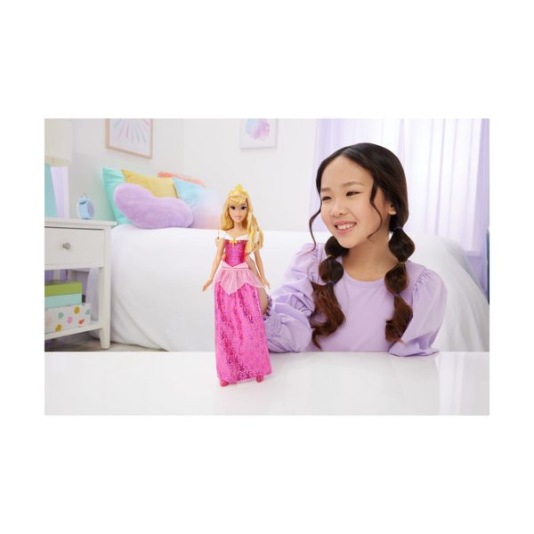 Mattel disney princess - aurora, bambola con capi e accessori scintillanti ispirati al film - DISNEY PRINCESS