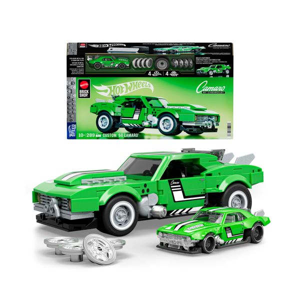 ​​mattel brick shop hot wheels - custom ’68 camaro serie speed, set da costruire con 289 pezzi, dettagli realistici e adesivi - BRICK SHOP, Hot Wheels