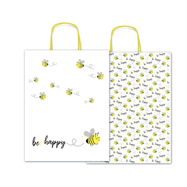 Borsa regalo bee happy - formato 26x34,5x12 cm - 