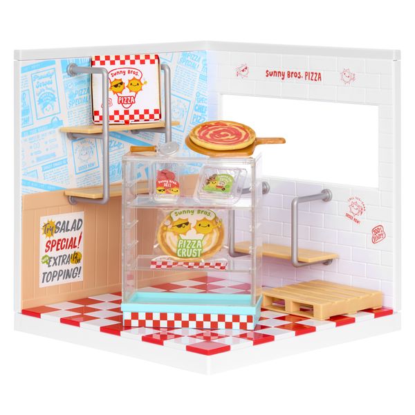 Miniverse spaces pizzeria  assortita - set diy costruzioni e adesivi - MINIVERSE MGA