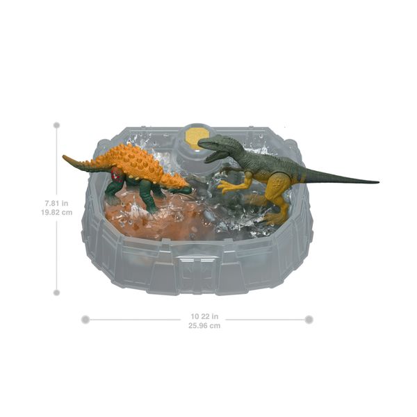 Mattel jurassic world - rivelazione del dinosauro, set da 2 dinosauri con arena da battaglia ed effetto cambia colore - Jurassic World
