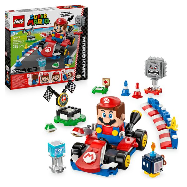 Lego 72043 - mario kart con kart standard e 3 personaggi, 7+ anni - LEGO® Super Mario™, Lego