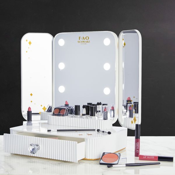 Fao schwarz - set trucco bambina 24 pezzi con toeletta led - 