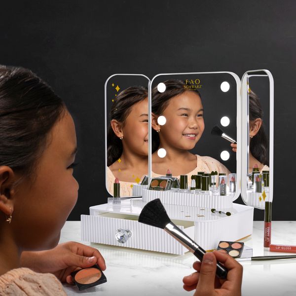 Fao schwarz - set trucco bambina 24 pezzi con toeletta led - 