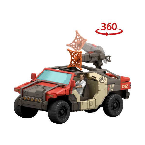 Mattel jurassic world la rinascita - camion lancia e combatti, set con veicolo, personaggio martin krebs e velociraptor - Jurassic World