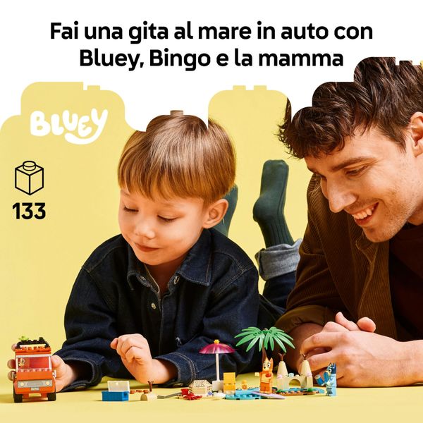 Lego 11202 - bluey vacanza in spiaggia con auto e 3 figure, 4+ anni - BLUEY, LEGO