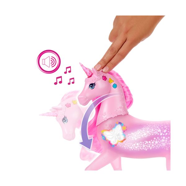 Barbie - unicorno luci brillanti, cavallo con 20 combinazioni interattive di luci, suoni e musica - Barbie
