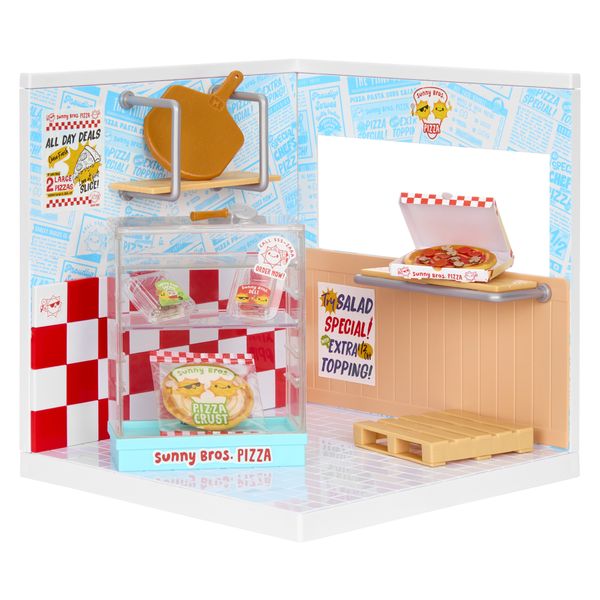 Miniverse spaces pizzeria  assortita - set diy costruzioni e adesivi - MINIVERSE MGA