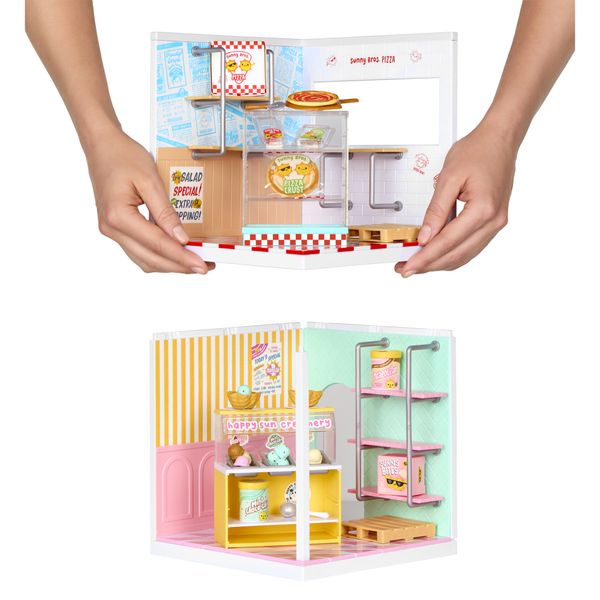 Miniverse spaces pizzeria  assortita - set diy costruzioni e adesivi - MINIVERSE MGA