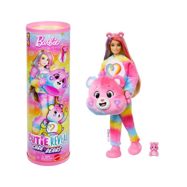 Barbie - cutie reveal assortito serie orsetti del cuore 2, bambola con costume di peluche, un mini orso e 10 sorprese con effetto cambia colore - Barbie