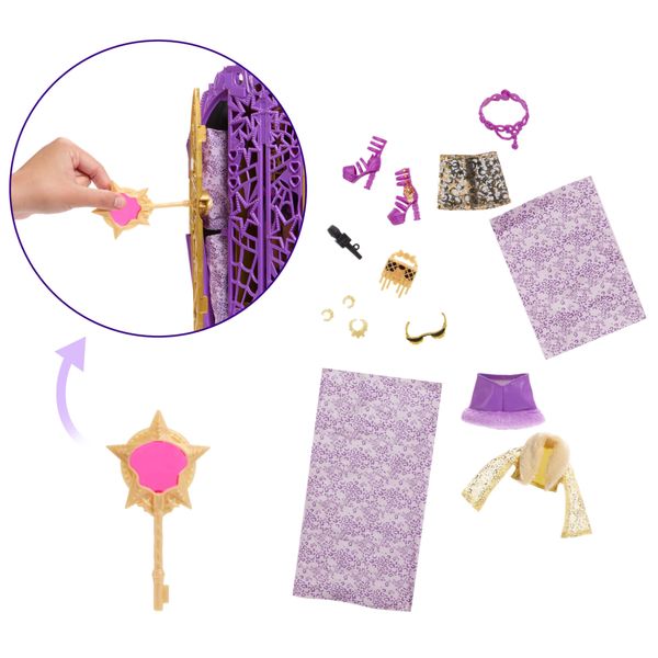 Monster high - clawdeen wolf i misteri di hauntlywood, bambola con abiti, guardaroba e 19 accessori glamour a sorpresa - Monster High
