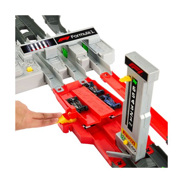 Hot wheels racing - circuito grand prix, set pista con due modalità gara e booster motorizzato, include 3 veicoli di formula 1 - Hot Wheels